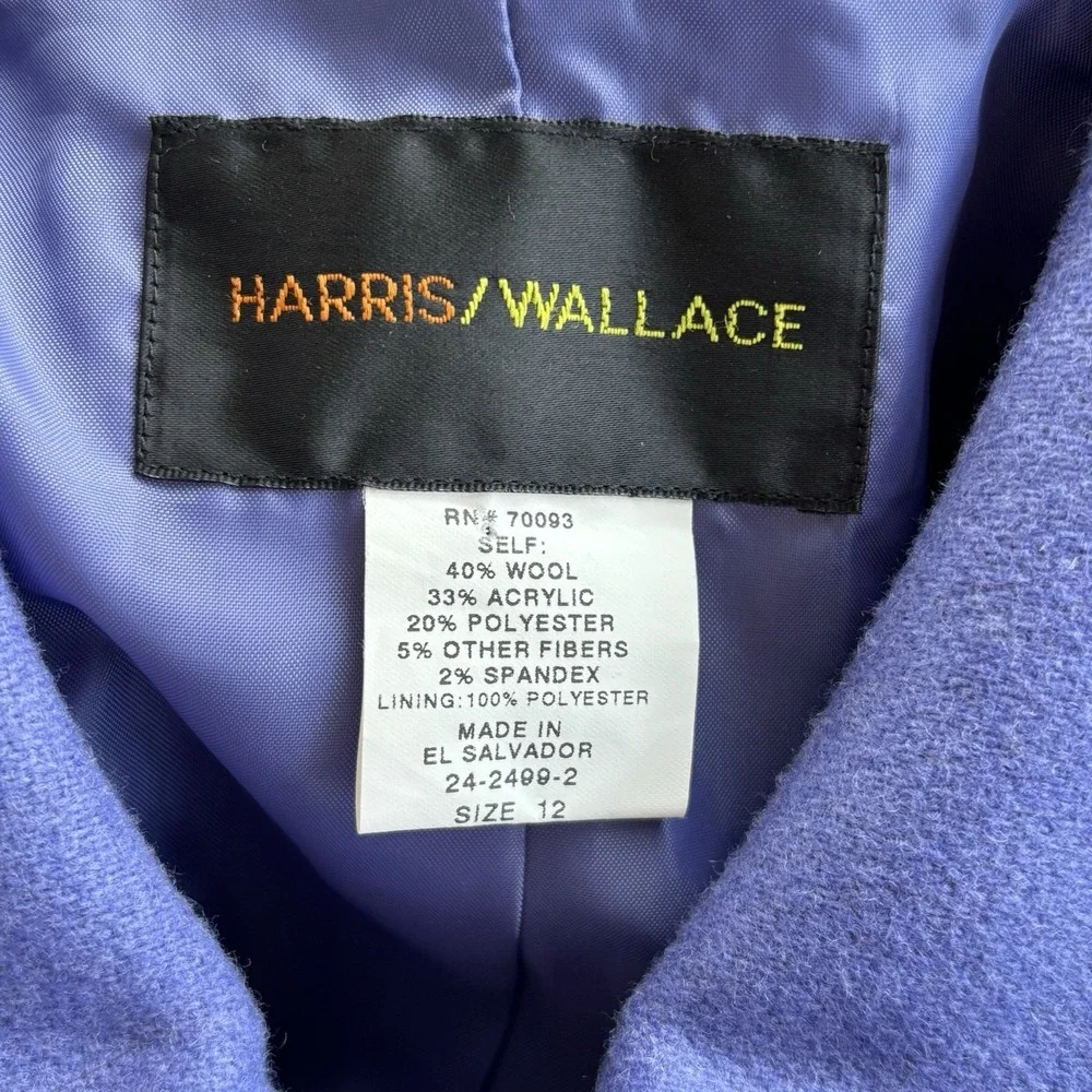 Harris Wallace Jacket Womens 12 Wool Blend‎ Purple Zip Utility Chic Minimalistic